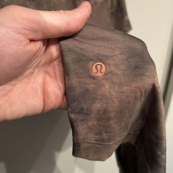 Lululemon Mens Medium Orange Tie Dye Snap Button Polo Shirt - Picture 6 of 6